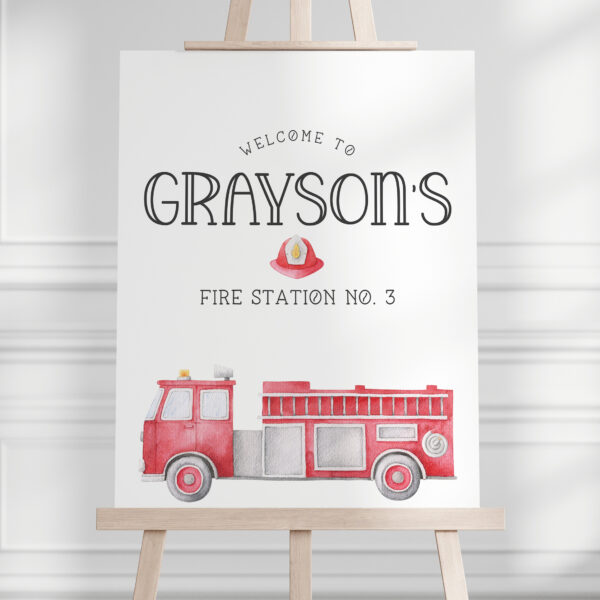 Firetruck Welcome Sign – EDITABLE TEMPLATE
