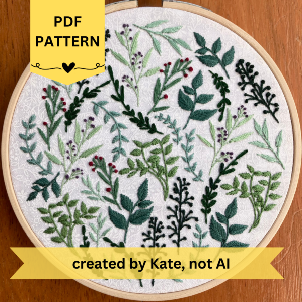 Sampler Hand Embroidery Pattern: Green Meadow Botanical Spring (PDF Download)