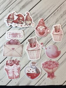 Valentine Vinyl Sticker Set | Cute Gnome Stickers | Laminated Planner & Journaling Stickers | Cozy Love Stationery