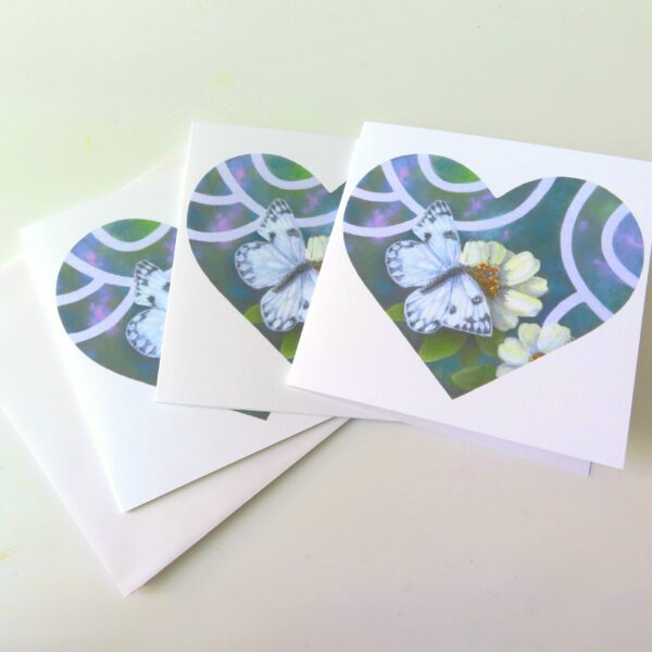 Checkered White Butterfly Stationery Cards – 3 pack