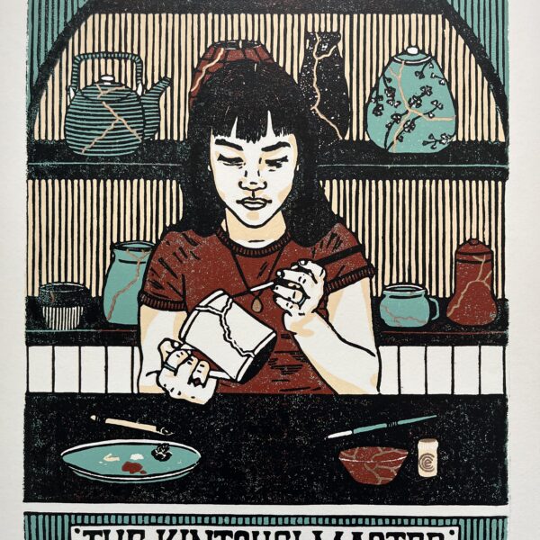 “The Kintsugi Master” Limited Edition Linoleum Block Print – Oracle Deck Print