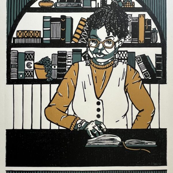 “The Librarian” Original Limited Edition Reduction Linoleum Block Print – Oracle Deck Series