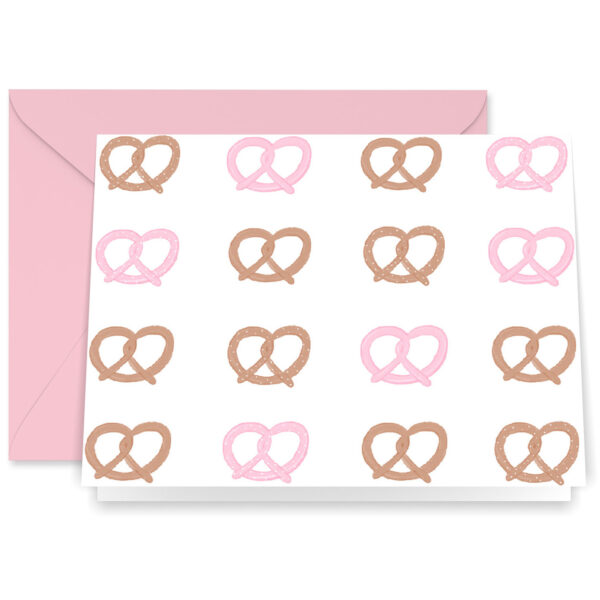 Illustrated Pink Pretzel Greeting Card Set