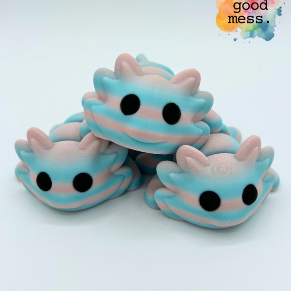 Axolotl Fidget Friend – Trans Pride Flag Color Wave