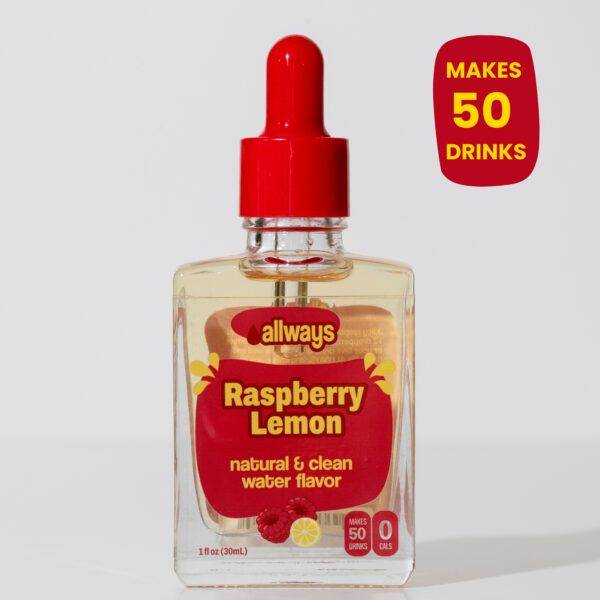 Natural Raspberry Lemon Water Enhancer | Sugar-Free, Zero Calories, Monk Fruit Sweetened | Glass Bottle for On-the-Go Hydration | Kids & Adults | 50 Servings