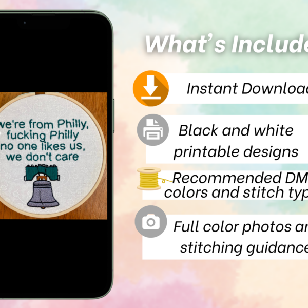 Philadelphia Eagles Hand Embroidery Pattern: Philly Anthem, Beginner Friendly (PDF Pattern)