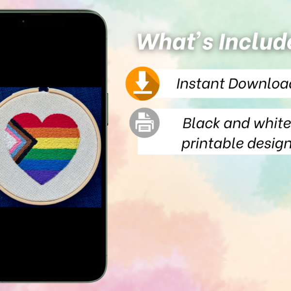 Progress Pride Flag Embroidery Design Template: Mini Hoop Heart LGBTQ Love (PDF Digital Download)