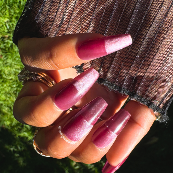 Crimson Veil – Burgundy Velvet Cat-Eye Press-On Nail Extensions 10pcs