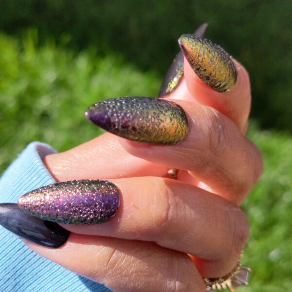 Khaleesi – Dragon scale chrome bubble False Press-On Nail Extensions 10pcs