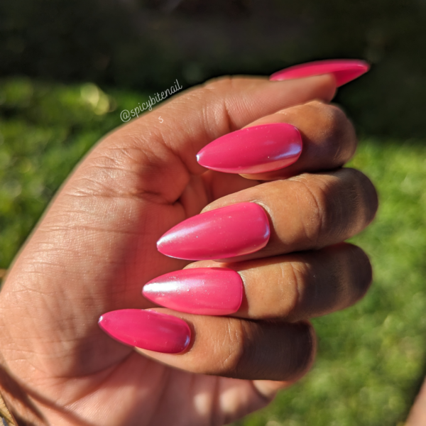 Raspberry Glazed Donut Nails – Dark Pink Pearl Chrome False Press-On Nail Extensions 10pcs