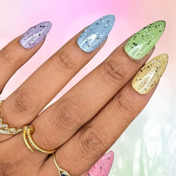 Spring Hop – Pastel Rainbow Speckled Skittles Press-On Nail Extensions 10pcs