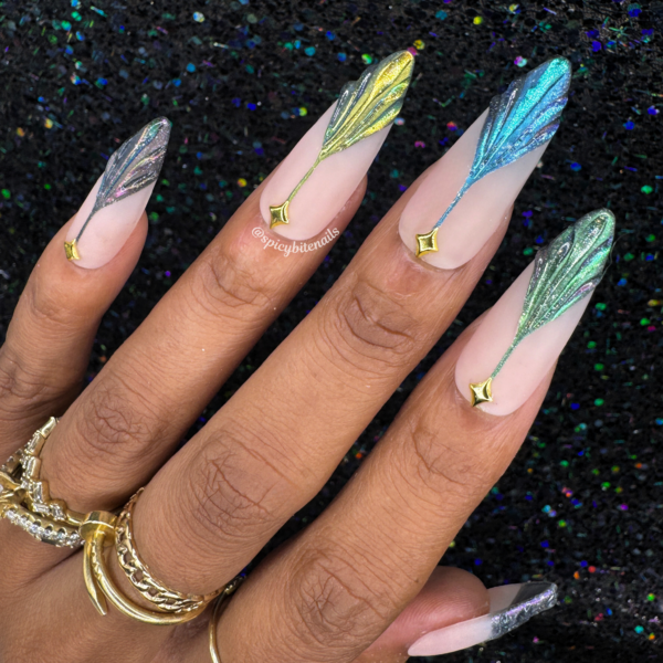 Starlight Soirée – 3D Multi-chrome Art Deco Style Press-On Nail Extensions 10pcs