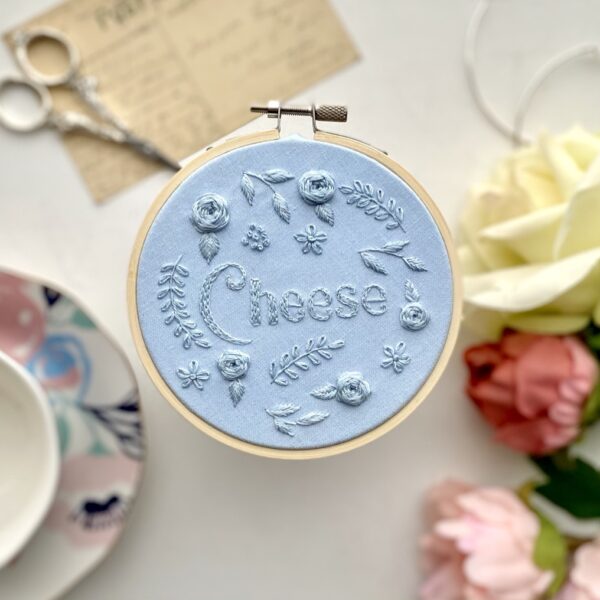 Cheese monochrome embroidery // PDF Pattern Download 4″ Hoop