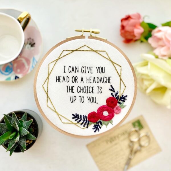 Head or a Headache // Embroidery PDF Pattern Download 6 inch