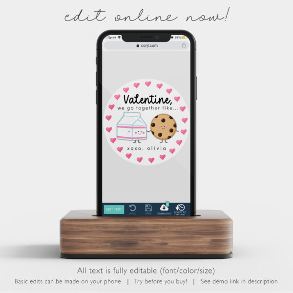 Milk and Cookie Valentine Labels – EDITABLE TEMPLATE