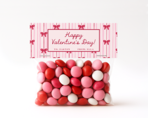 Bow Valentine Candy Bag Printable | EDITABLE TEMPLATE