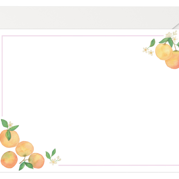 Watercolor Clementine Flat Notecard Stationery Set