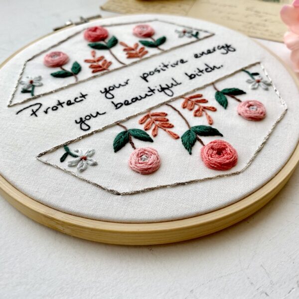 Protect your positive energy / Embroidery PDF Pattern Download 6 inch