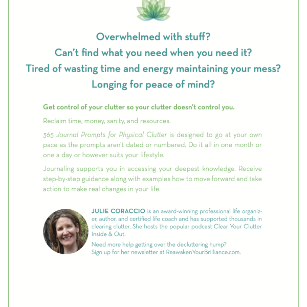 Clearing Physical Clutter Book – 365 Journal Prompts to Declutter Your Stuff & Reclaim Your Space