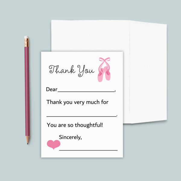 Ballet Thank You Cards for Kids | Fill-in-the-Blank Notes