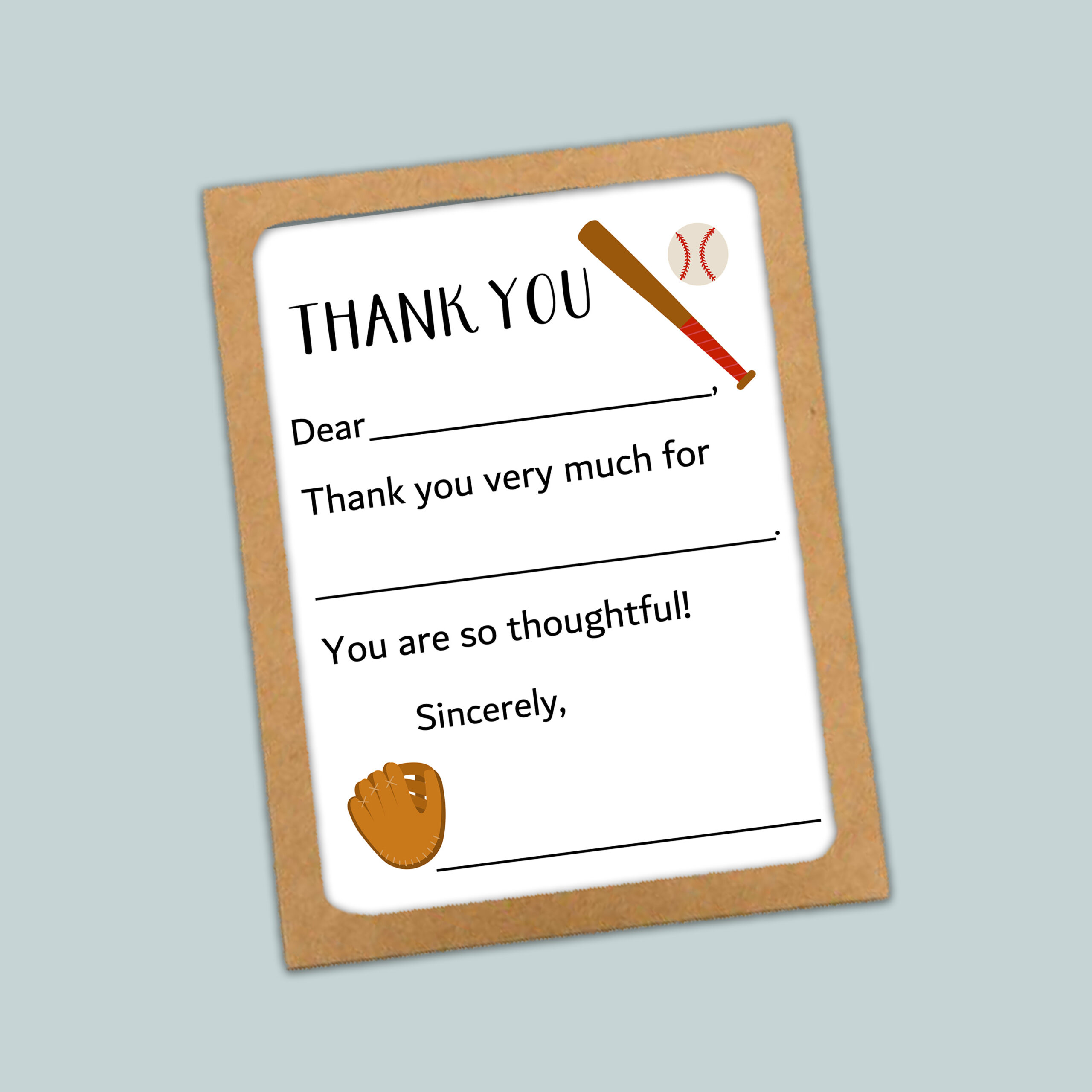 baseball thank you note for kids