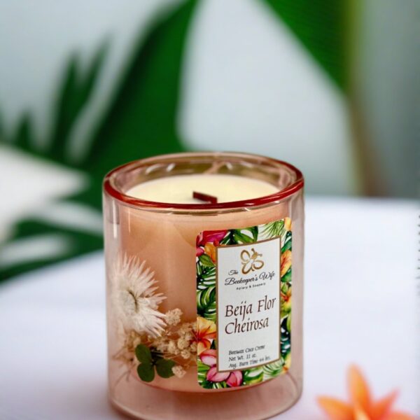 Allure Beija Flor Cheirosa Blown Glass Wood Wick Candle