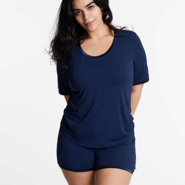 Scoop-neck T Shorts Set (with built-in support)