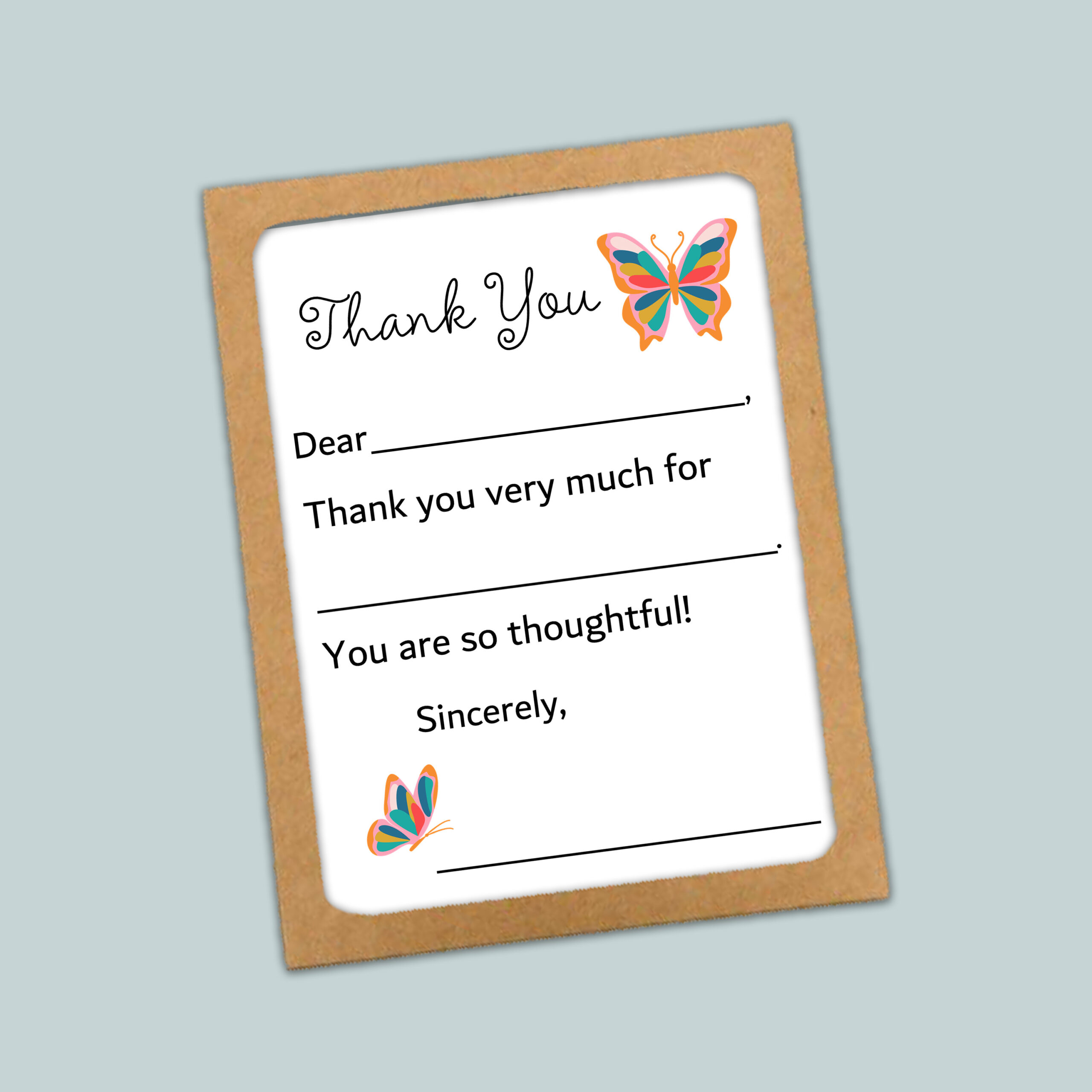butterfly thank you note card