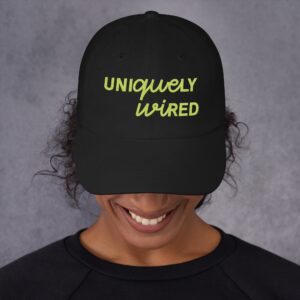 Uniquely Wired Dad Hat - Lime embroidery