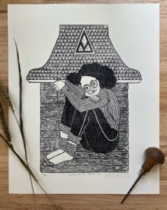 “I am home where the wildflowers bloom” Limited Edition Linoleum Block Print