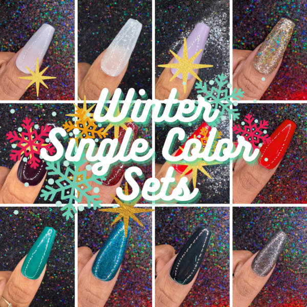 Winter Single Solid Color Sets *Choose Your Color* – Reusable Press-On Nail Extensions 10 or 24 nails
