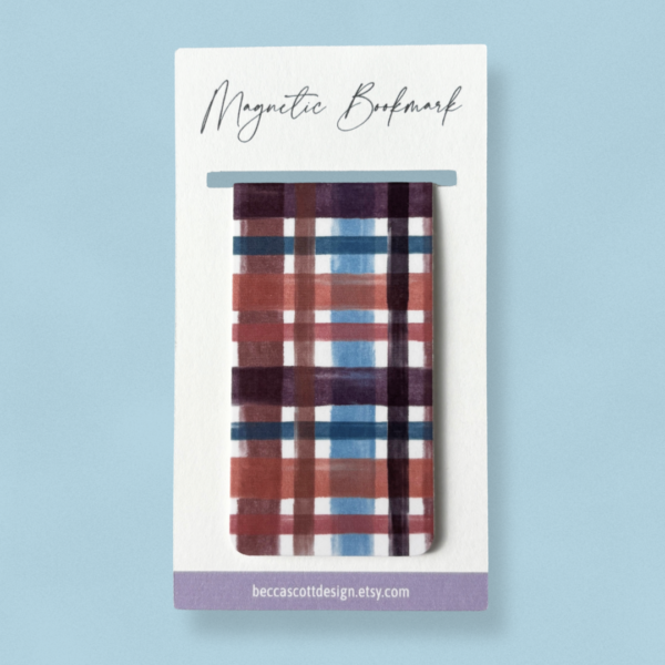 Cozy Plaid Magnetic Bookmark