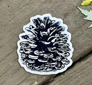 Pinecone Sticker - weatherproof adhesive, UV protective laminate