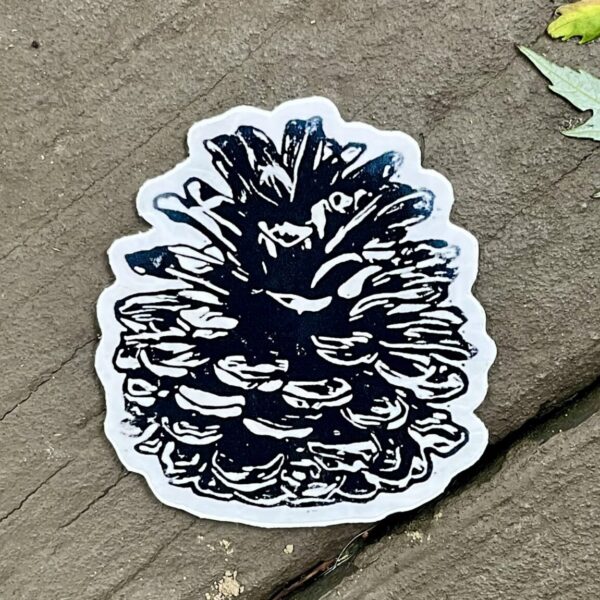 Pinecone Sticker – weatherproof adhesive, UV protective laminate