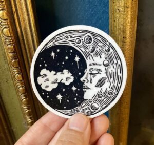 Sad Moon Sticker - weatherproof adhesive, UV protective laminate