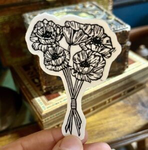 Poppies Sticker - weatherproof adhesive, UV protective laminate