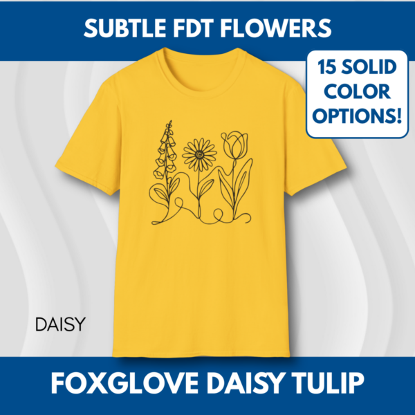 Subtle FDT Flowers Unisex Softstyle T-Shirt | Foxglove Daisy Tulip Anti-Trump Tee