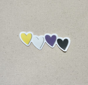 Nonbinary Subtle Pride Hearts Sticker (Matte)