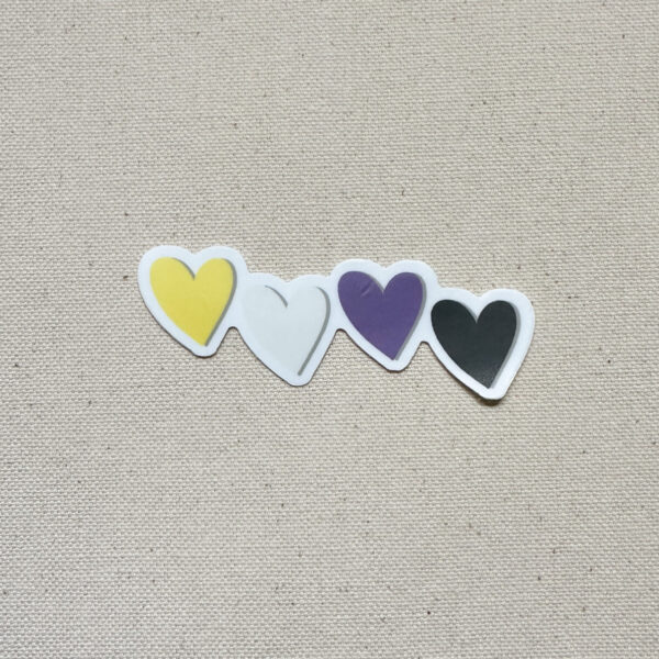 Nonbinary Subtle Pride Hearts Sticker (Matte)