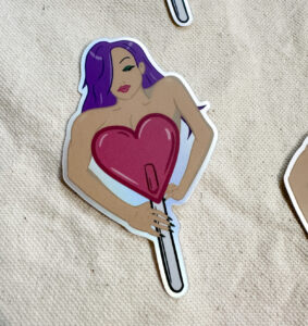 Valentina Muscle Mommy Lollipop Sticker (Matte Holographic)