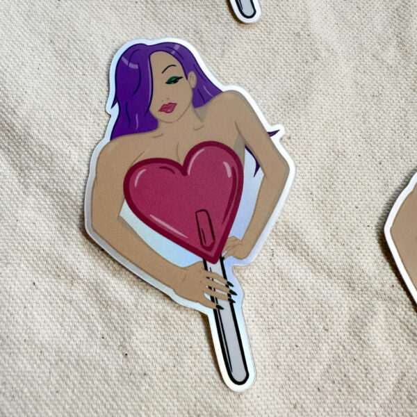 Valentina Muscle Mommy Lollipop Sticker (Matte Holographic)