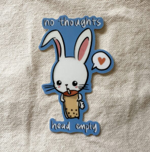 No Thoughts Head Empty Bunny Sticker (Matte)