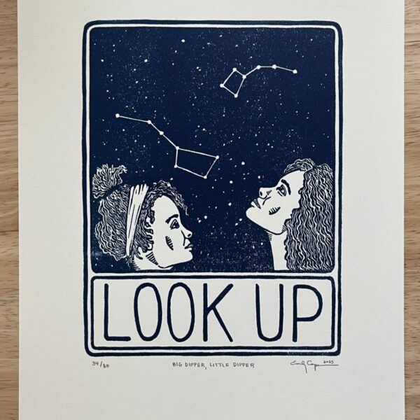 “Big Dipper, Little Dipper” Limited Edition Linocut Print – look up artwork, block print