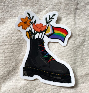 Pride Flag Combat Boot Bouquet Sticker (Matte)