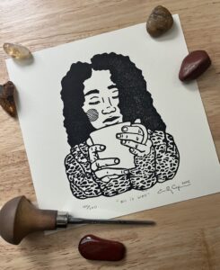 “All is well” limited edition linoleum block print - tea lovers, coffee lovers, linocut