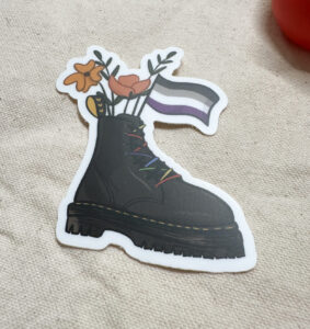 Asexual Flag Combat Boot Bouquet Sticker (Matte)