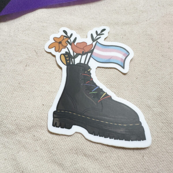 Transgender Flag Combat Boot Bouquet Sticker (Matte)