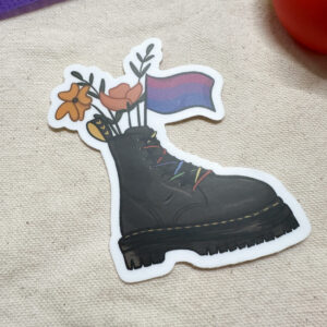 Bisexual Flag Combat Boot Bouquet Sticker (Matte)