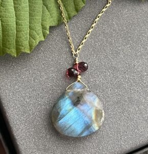 Labradorite and Garnet Pendant