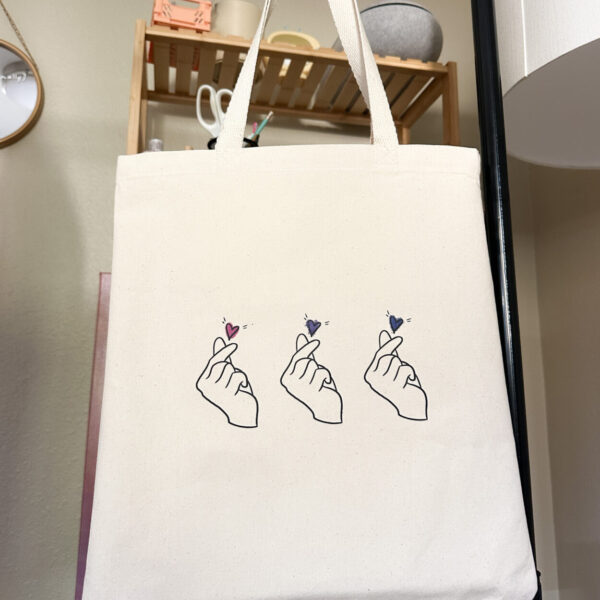 Subtle Bisexual Hearts Tote Bag, 12oz Organic Cotton